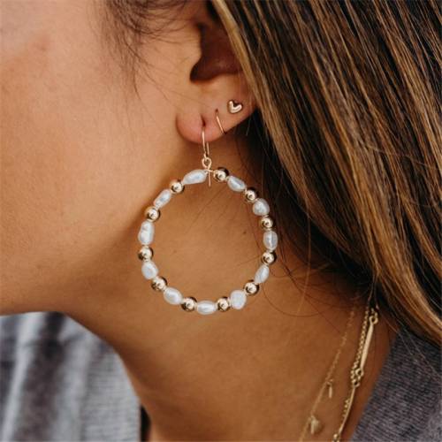 14K Gold Filled Hoop Earrings Handmade Natural Pearl Jewelry Minimalism Earrings Brincos Pendientes Oorbellen Boho Earrings