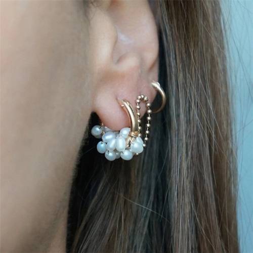 14K Gold Filled Hoop Earrings Natural Pearl Jewelry 15MM Gold Hoop Earrings Brincos Pendientes Oorbellen Minimalism Earrings