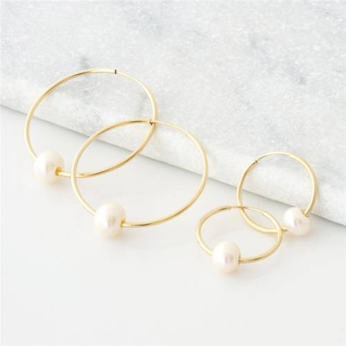 14K Gold Filled Hoop Earrings Natural Pearl Jewelry Gold Hoop Earrings Brincos Pendientes Oorbellen Boho Earrings Gold Jewelry
