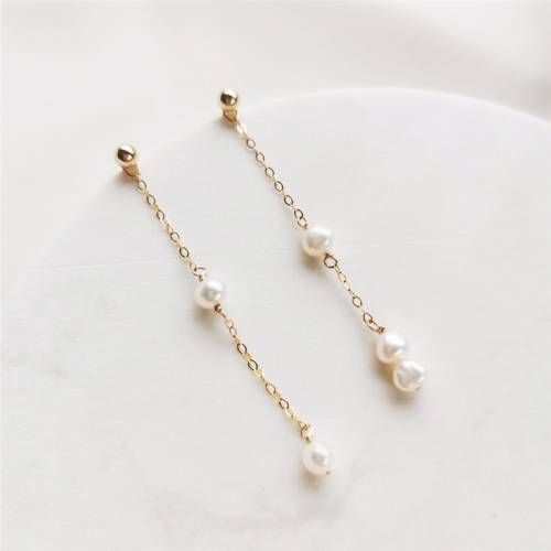14K Gold Filled Natural Baroque Pearl Earrings Handmade Gold Jewelry Oorbellen Brinco Vintage Women Jewelry Wedding jewelry