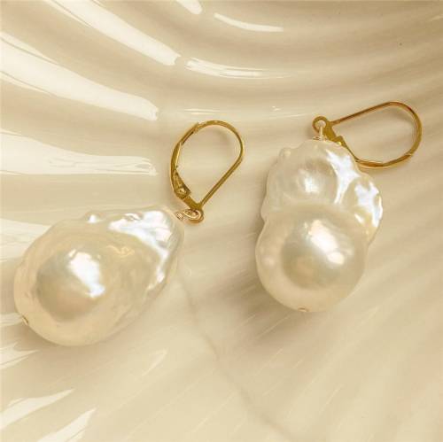 14K Gold Filled Natural Baroque Pearl Earrings Hoop Earrings Gold Jewelry Brincos Pendientes Oorbellen Handmade Boho Earrings