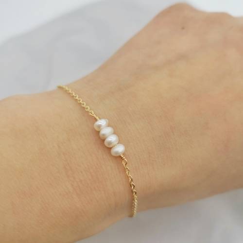 14K Gold Filled Natural Freshwater Pearls Bracelet Handmade Jewelry Natural Pearl Bracelets Boho Charms Vintage Women Bracelet