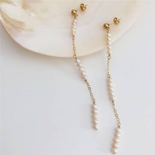 14K Gold Filled Natural Pearl Earrings Handmade Gold Jewelry Boho Oorbellen Brinco Vintage Women Jewelry Wedding jewelry
