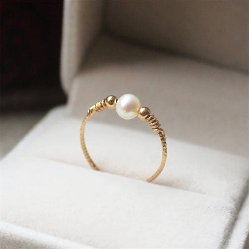 14K Gold Filled Natural Pearl Ring Gold Jewelry Handmade Knuckle Ring Mujer Boho Bague Femme Minimalism Boho Rings for Women