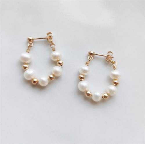 14K Gold Filled Pearl Earrings Handmade Natural Pearl Earrings Gold Jewelry Boho Oorbellen Brinco Vintage Jewelry Women Earrings