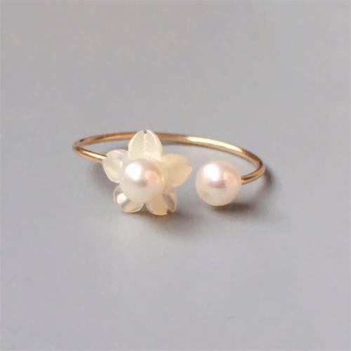 14K Gold Filled Pearl Rings Natural Pearl Jewelry Handmade Knuckle Ring Mujer Boho Bague Femme Minimalism Boho Flower Rings