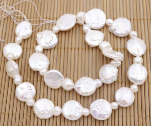 15mm-21mm Freeform Scoop Shape Natural White Pearl Loose Beads 155 Strand