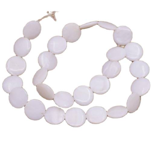 15mm Coin Shell Natural White Mother of Pearl Loose Beads 15 Jewelry Making DIY
