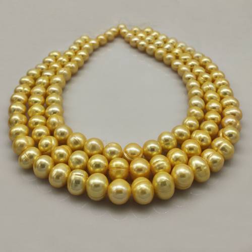 16 inches 10-11 mm Gold Natural Round Freshwater Pearl Loose Strand