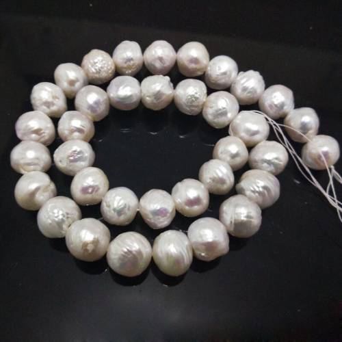 16 inches 11-14mm Natural White Round Large Baroque Pearl Loose Strand