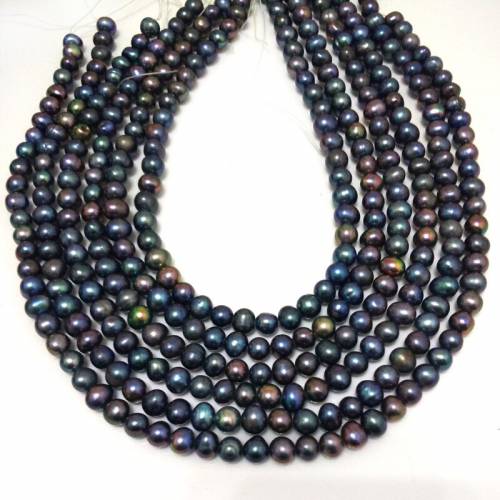 16 inches 6-7mm A+ Peacock Natural Round Pearl Loose Strand