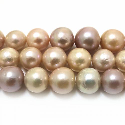 16 inches AA+ 12-15mm High Luster Natural Multicolor Round Large Edison Pearl Loose Strand