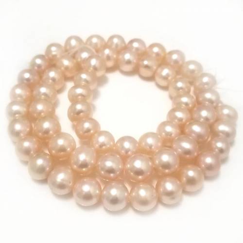16 inches AA+ 7-8mm High Luster Natural Pink Round Freshwater Pearl Loose Strand