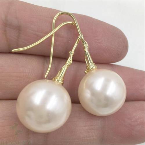 16MM pink HUGE baroque shell pearl earrings 18K Gilded hook dangle natural DIY gorgeous Mesmerizing noble jewelry