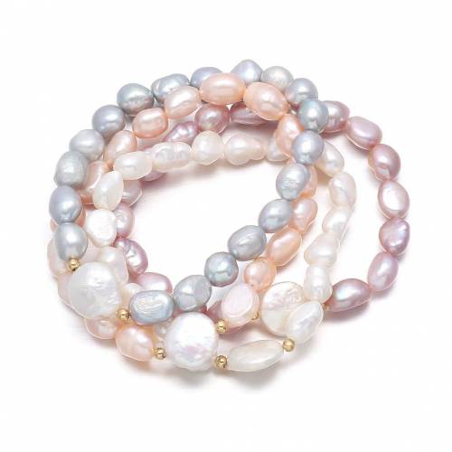 18cm Hot Sale New Fashion Natural Pearl Bracelet Charms Elegant Beautiful Decoration Size 8-9mm Rice Pearls 12mm Button