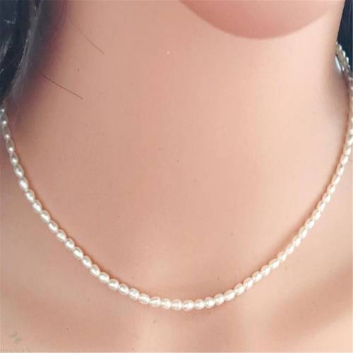 2-3mm Natural Cultured White Baroque Pearl Necklace 18 inches Flawless Wedding Aurora Chic Cultured Real