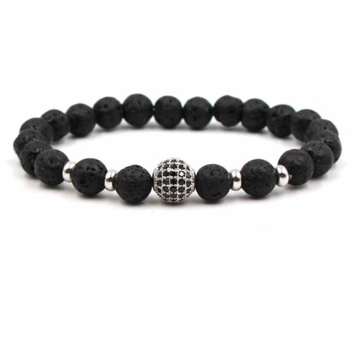 2018 Brand Black Ball CZ Pattern Natural Stone Charm Bracelet Bracelet Pearl Jewelry Mat Yoga Man DIY Bracelet Jewelry AS570