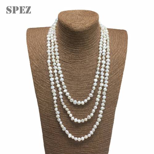 2019 New Fashion Long Pearl Necklace Genuine Baroque Natural Freshwater Pearl Sweater Necklace For Women Jewelry Gift SPEZ