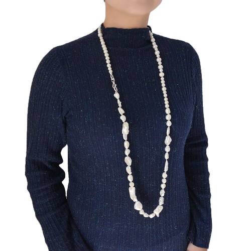 2021 Fashion Lady Long Pearl Necklace Exclusive Design Natural Baroque Pearl Round Pearl Wedding Party Supplies Sweater Necklace