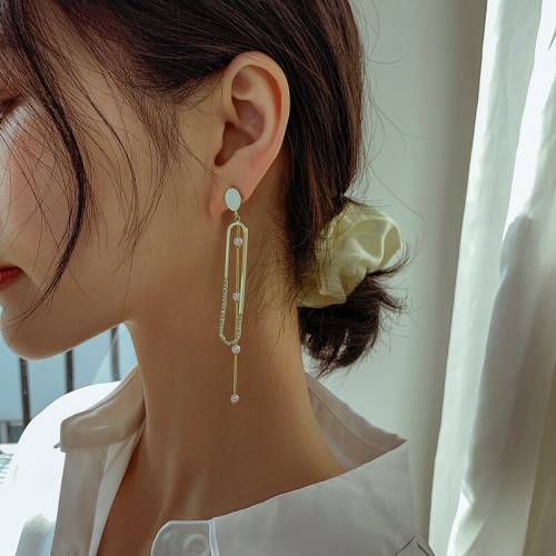 2021 New 14K Gold Natural Pearl Jewelry Earring Orecchini Box Asymmetrical Long Tassel Pearl Earring Summer Light Jewelry Female