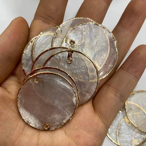 2pcs Fashion Natural Mirror Shell Pendant Round Mother of Pearl Charms Pendants For Jewelry Making DIY Earring Necklace 30x30mm