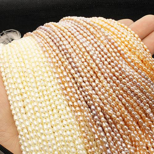 3-4mm Natural Freshwater Pearl AAA Grade Bright Light Rice Grain Shaped Bead Jewelry Making DIY Necklace Bracelet Accessories