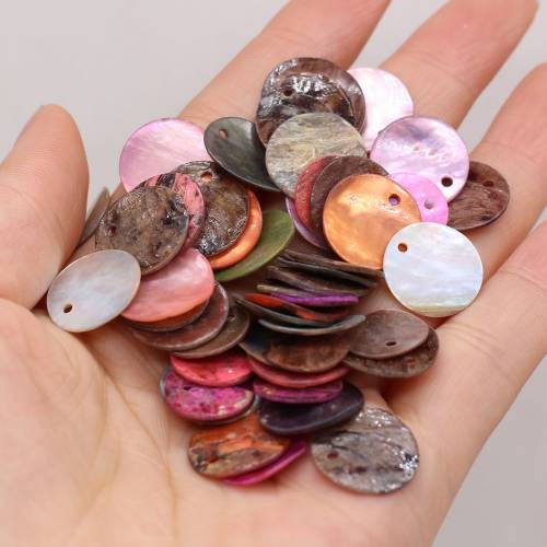 30Pcs Natural Mother Of Pearl Shell Pendant Rainbow Mussel Coin Shell Beads for DIY Charms Earrings Necklace Making Jewelry 15mm