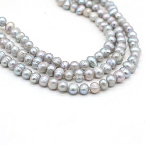 36cm Natural Freshwater Pearl Bead Round Shape Punched Natural Pearl Loose Beaded for Making DIY Jewerly Necklace Bracelet 6-7mm