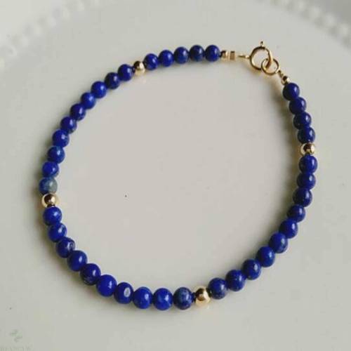 3mm Beautiful Natural lapis lazuli beads 14K gold bracelet gift Thanksgiving Lucky Hook Wedding Holiday gifts VALENTINE‘S DAY