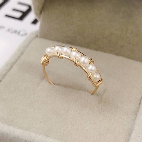 3MM Handmade Natural Freshwater Pearl Rings Gold Filled Jewelry Knuckle Mujer Boho Bague Femme Minimalism Anelli Rings