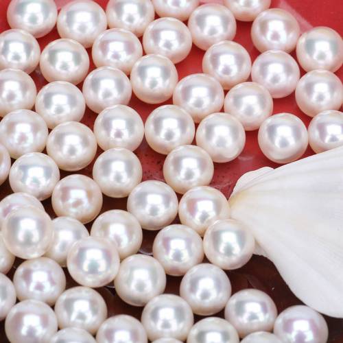 5-55mm zhuji cultured round freshwater pearl AAA quality half drilled loose pearl Free shipping
