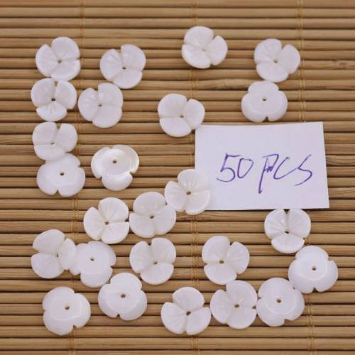 50 PCS Shell Flower Natural White Mother of Pearl Jewelry Making 3 petals