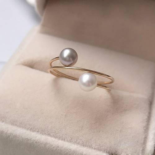 5MM Natural Freshwater Pearl Rings Handmade Gold Filled Jewelry Knuckle Mujer Boho Bague Femme Minimalism Anelli Ring For Women