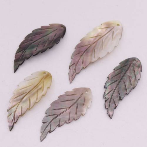 5PCS 45-50mm Leaf Shell Natural Black Mother of Pearl Charms Pendants Making DIY