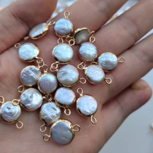 5pcs/lot Natural Freshwater Pearl Loose Beads Round Charms Connector Beads For DIY Handmade Jewelry Making Accessories