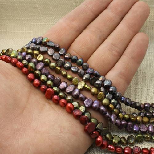 6-7mm Natural Freshwater Pearl Pop Baroque Multi-color Loose Beads Ladies Jewelry Making DIY Necklace Bracelet Accessories