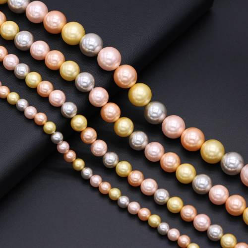 6/8/10mm Multi-color Round Imitation Pearls Natural Pearl Shell Hole Beads for Jewelry Making DIY Bracelet Earrings Crafts