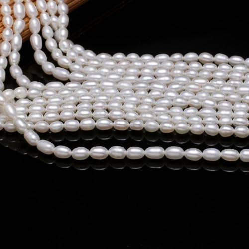 AA Rice-shaped White Pearl Beads Natural Freshwater Pearls For Necklace Bracelet Jewelry Making DIY For Women Size 4-5mm