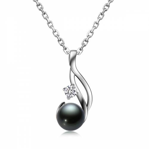 Anu 9-10mm Natural Tahitian Black Pearl Moissanite Pendants 03ct Created Diamond Pendant Necklace Anniversary Gifts