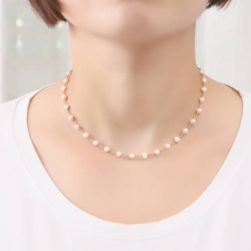 Baroque Natural Freshwater Pearl Choker Necklace for Women Real Gold Plated on The Neck Beads Chain Jewelry Collar Girl Necklace
