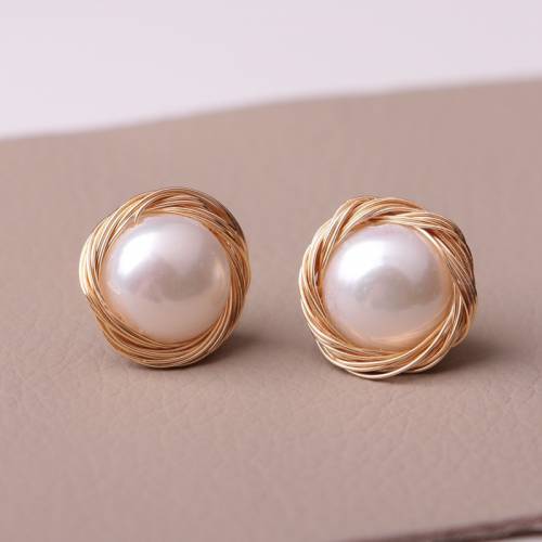 Baroque Natural Pearl Smart Stud Earrings For Women Simple Hand Making Charms Business Elegant Christmas Gift Jewelry Accessory