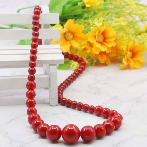 Beautiful 6-14mm Red Pearl Shell Round Beads Jewelry Necklace DIY Set Natural Stone Jewelry Making Design MY4277 Wholesale Price