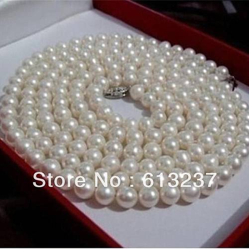 Beautiful 6-7mm white akoya cultured round natural pearl beads diy classical jewelry necklace 50 inch YE2092