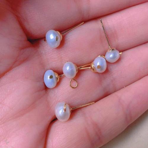 Beautiful Natural White Baroque Pearl Gold 18k ear stud gift Women FOOL‘S DAY Jewelry VALENTINE‘S DAY Beautiful Mother‘s Day