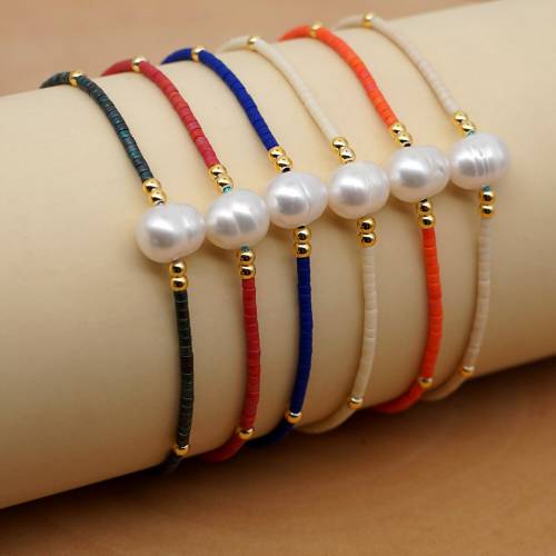 BUDROVKY Rice Beads Hand-Woven Natural Freshwater Baroque Pearl Ins Friendship Rope Simple Small Bracelet