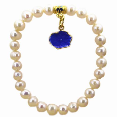 Charm Bracelet For Women Genuine White Natural Freshwater Pearl Bracelets Bangle 7-8mm Wedding Birthday Diy Gift 75inch B3124