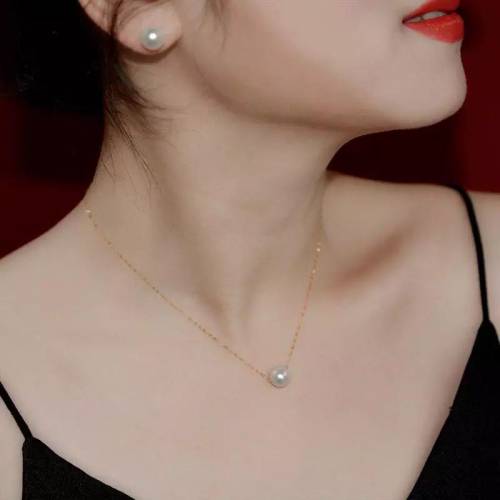 Charm Real 18K Gold Pendant Necklace Solid Gold Bead Pure Chain Natural Freshwater Pearl For Women Jewelry Wedding Birthday Gift