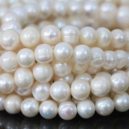Charms natural freshwater white pearl loose beads 9-10mm round hot sale factory price high grade jewelry making 15 inch B1374