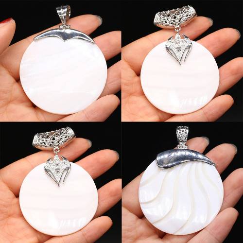 Charms White Shell Pendant Round Shape Natural Pearl Mother Shell Pendant for Making Womern DIY Jewelry Necklace Party Gift
