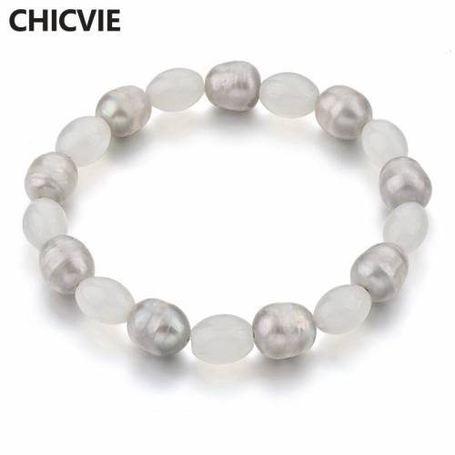 CHICVIE White Charm Natural Stone Custom Handmade Pearl Bracelets & Bangles Beads For Women Jewelry Making Bracelets SBR190019